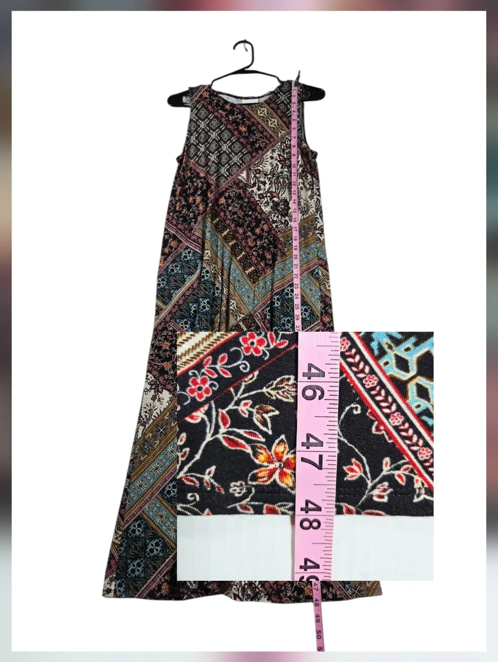 J. Jill Mixed-Print Sleeveless Stretchy Knit Maxi Dress Pockets